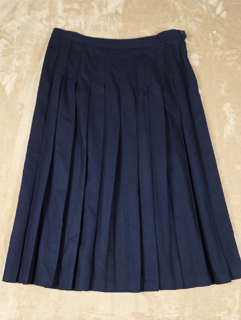 Pendleton Wool Navy Pleated Midi Skirt